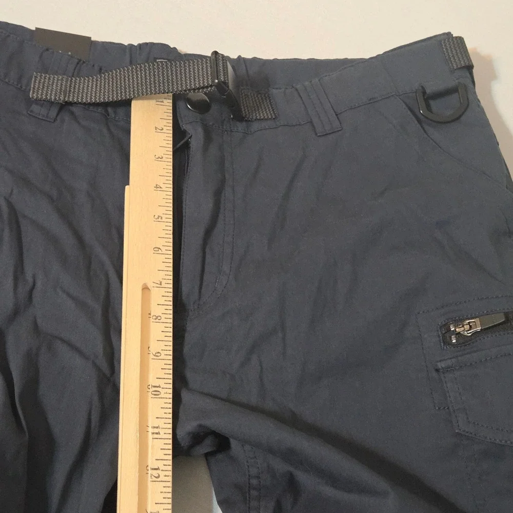 BC Clothing Cargo Convertible Pants Men M x 30 Navy Blue Stretch Belted Hiking